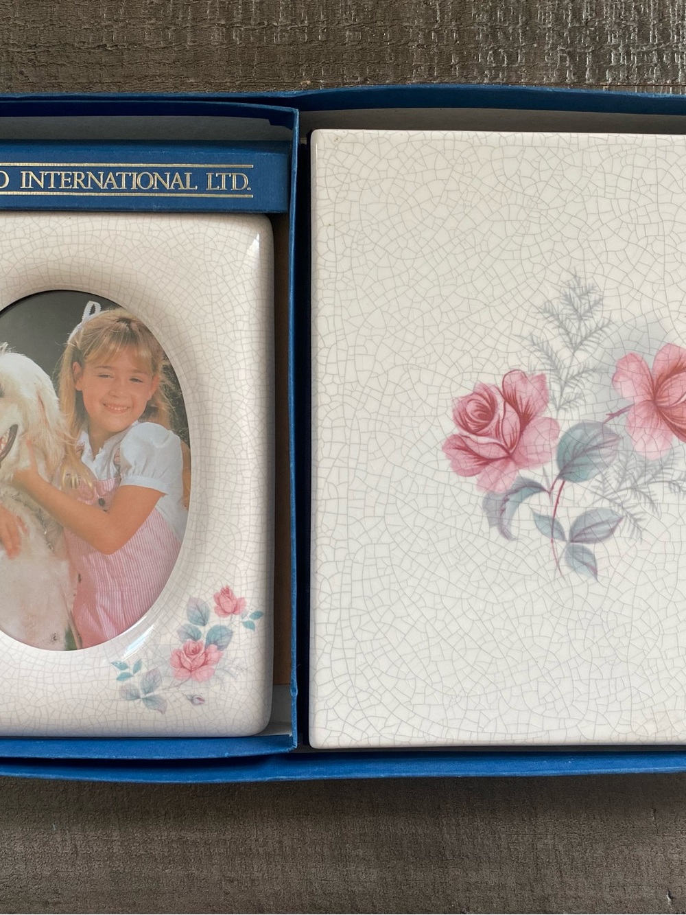 Vintage Melannco Floral Crackle Glaze Picture Frame & Photo Album Cottage Granny